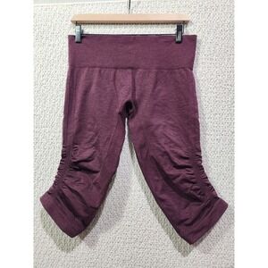 Lululemon In The Flow Crop II‎ Womens 10  Heathered Bordeaux Drama Leggings